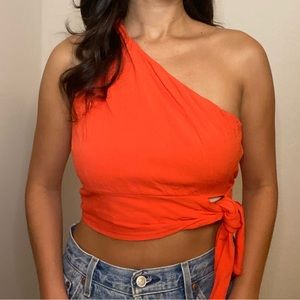 Free People Coral One Shoulder Top
